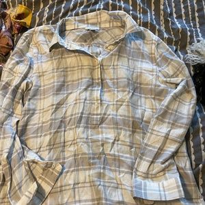 Half button plaid shirt